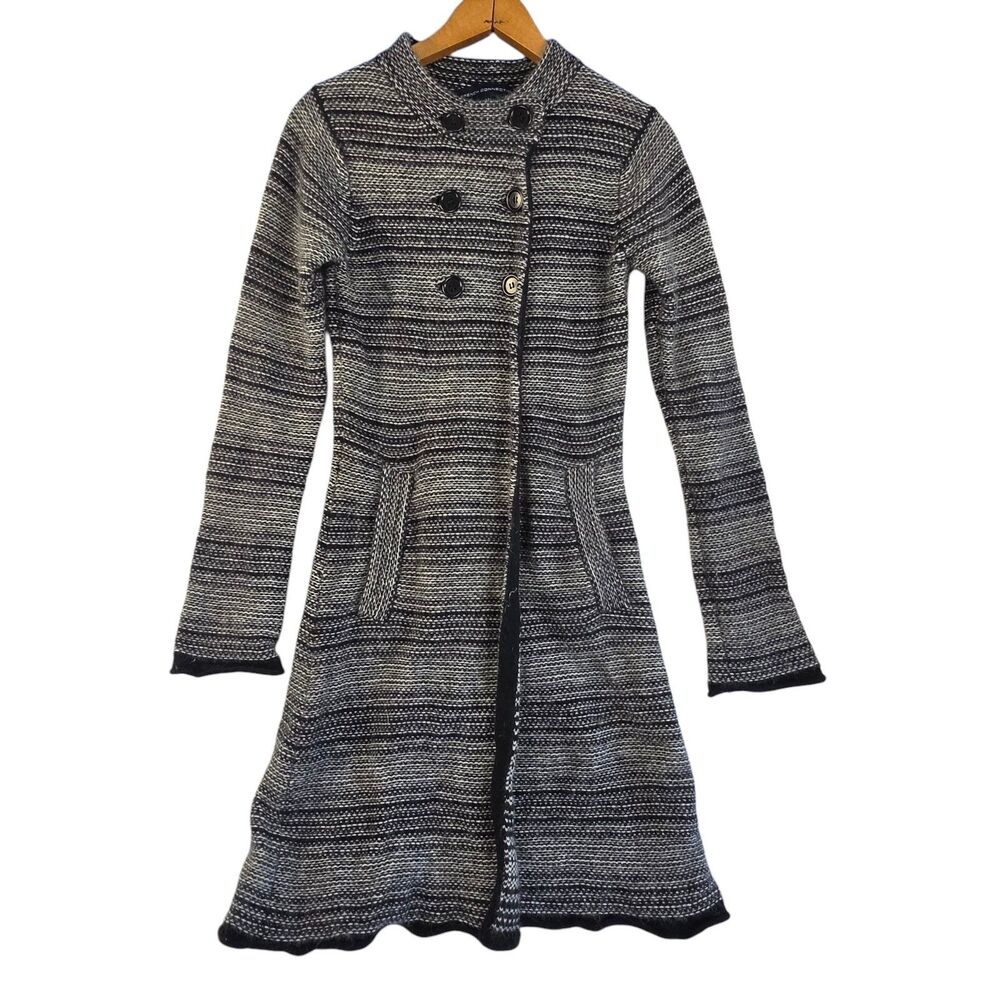 VTG French Connection Sweater Coat Medium Lambswool Angora Knit Cardigan Y2K